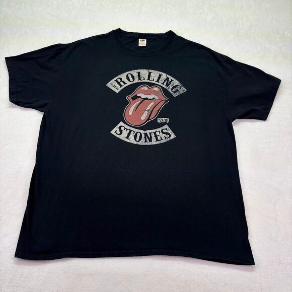 The Rolling Stones 1978 Replica Big Logo Band Tee Shirt Black Size XL - Picture 1 of 7